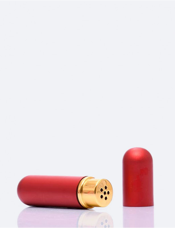 Vue de face Inhalateur de poppers rouge en aluminium