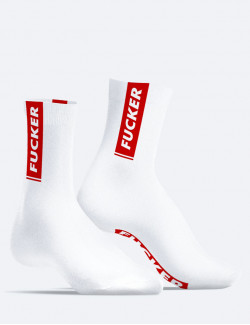 Chaussettes SneakXX - "Fucker" blanc et rouge