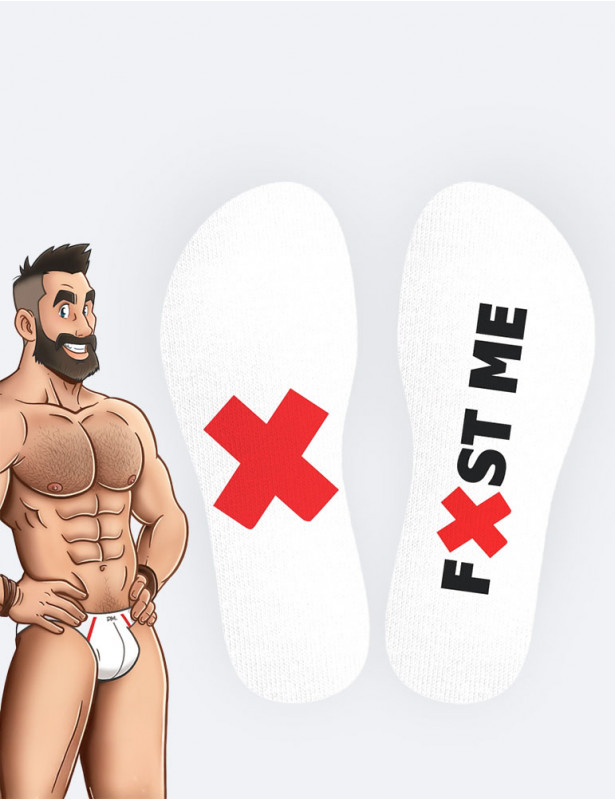Vue de face : Chaussettes blanches "Fist Me" - SneakXX