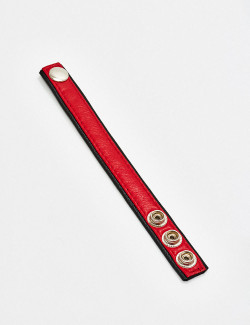 Cockring ajustable cuir rouge 3 Snap ouvert