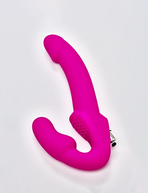 Vibromasseur Evoke Strapless Strap On posé