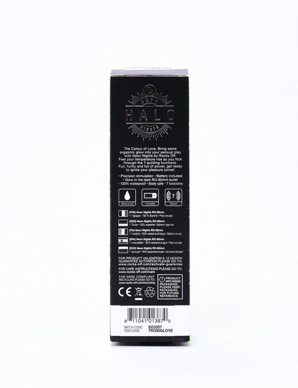 Vibromasseur Neon Nights Halo Bullet packaging dos