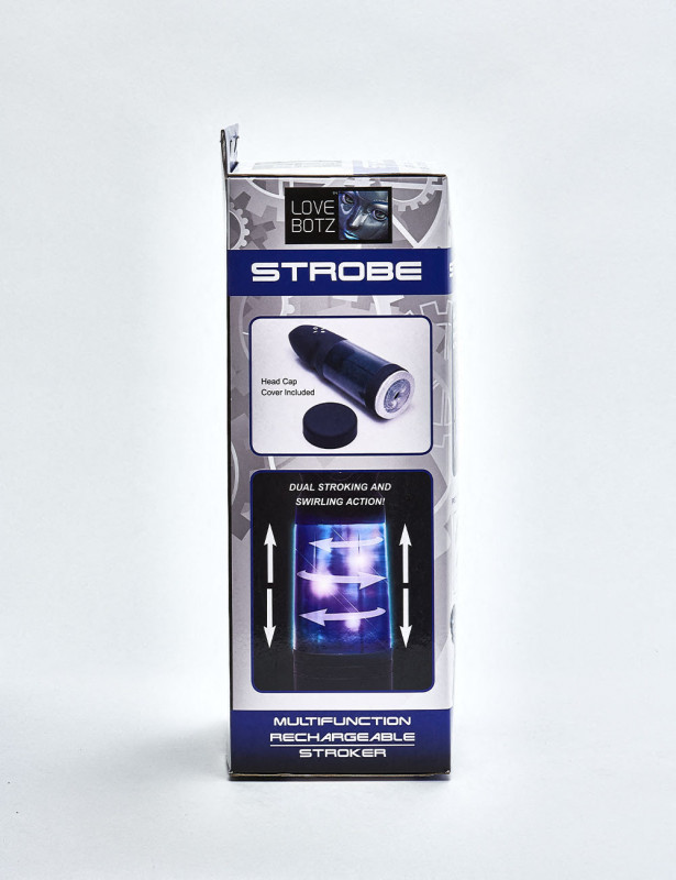 Masturbateur Automatique Strobe Multi Function Rechargeable Stroker packaging coté