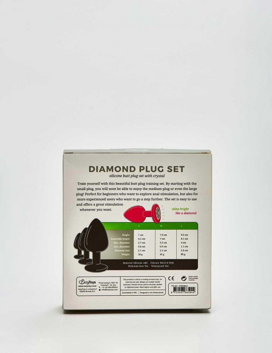 Pack plugs anaux Bijou Diamants - 3 pièces packaging dos