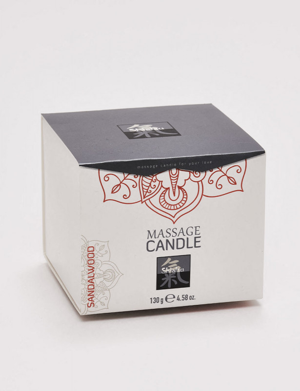 Bougie de massage Shiatsu à l'odeur de Bois de Santal packaging