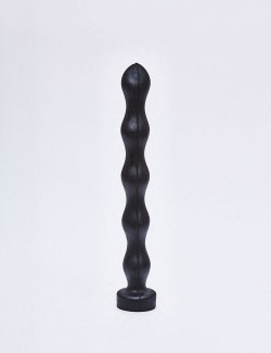 Gode XL All Black de 32 cm avec des perles debout