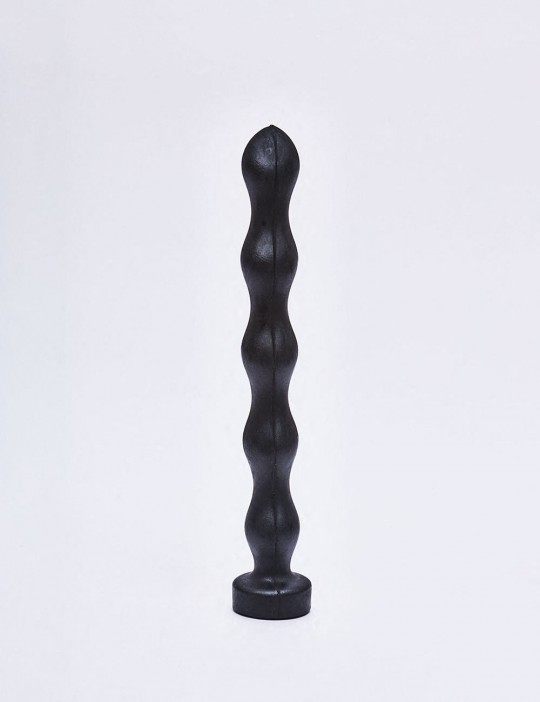 Gode XL All Black de 32 cm avec des perles debout