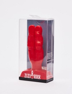 Plug anal en forme de deux doigts rouge packaging