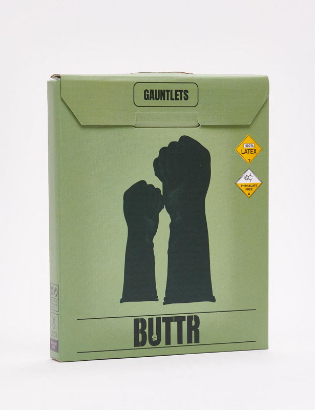 Gants de fisting en latex Noir packaging