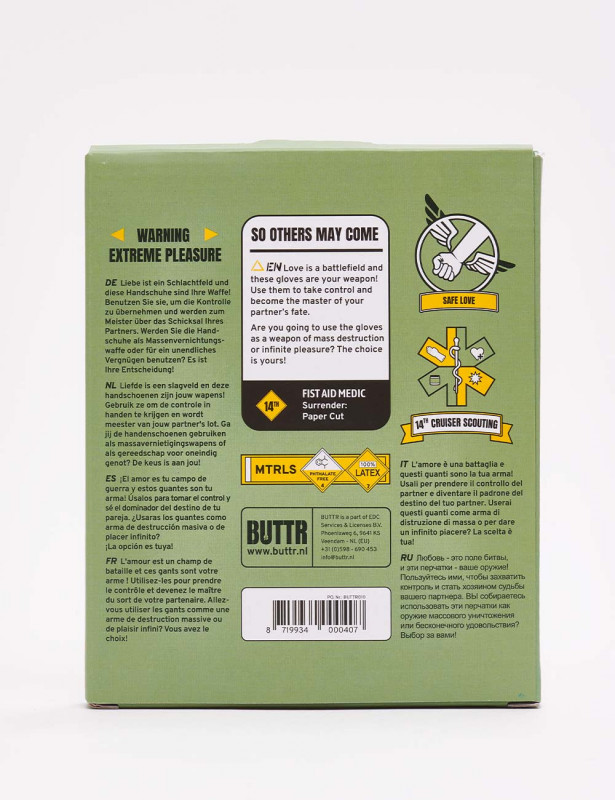 Gants de fisting en latex Noir packaging dos