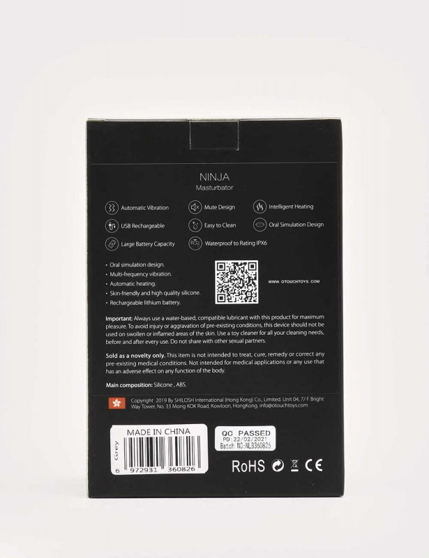 Masturbateur vibrant Ninja packaging notice