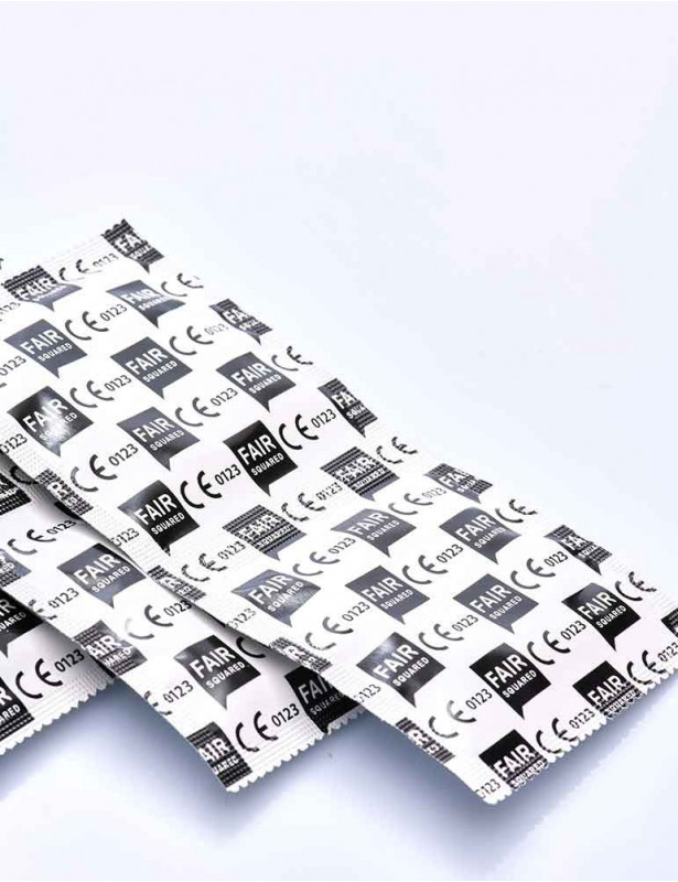 détails sachets préservatifs vegan fair squared