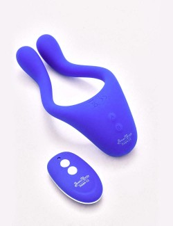 stimulateur vibrant pour couple avec télécommande bleu