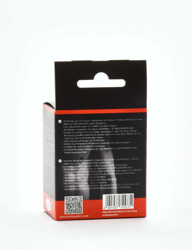 dos de la boite cockring Metal-O Malesation en metal