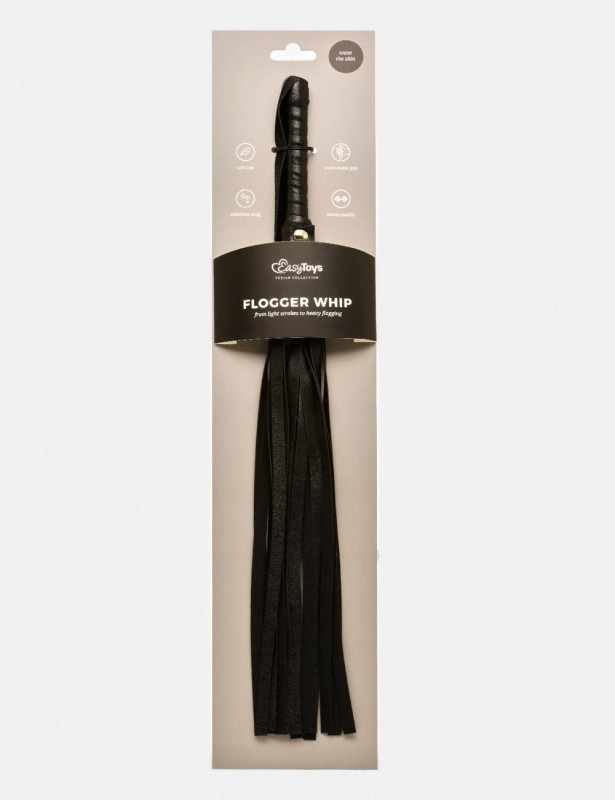 Packaging petit martinet en cuir Flogger Whip - EasyToys - Noir