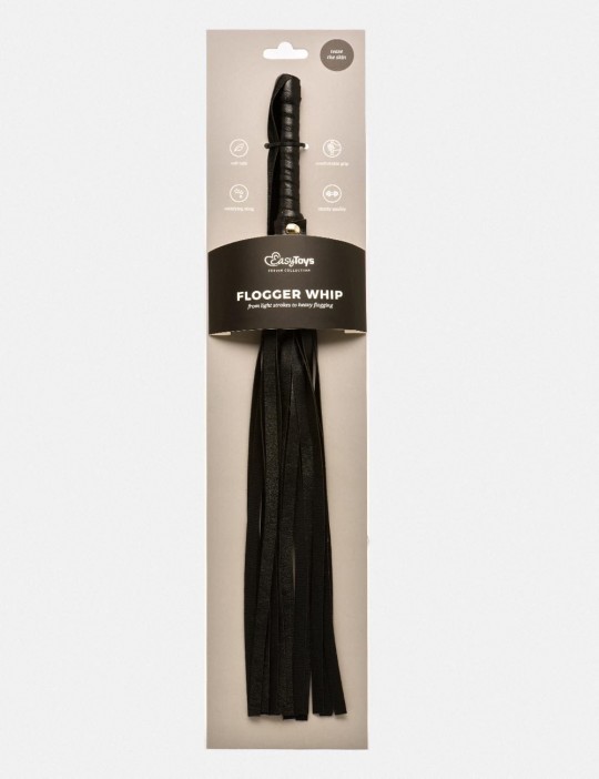 Packaging petit martinet en cuir Flogger Whip - EasyToys - Noir