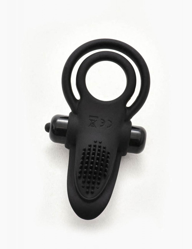 Double cockring vibrant à picots noir LustGlider