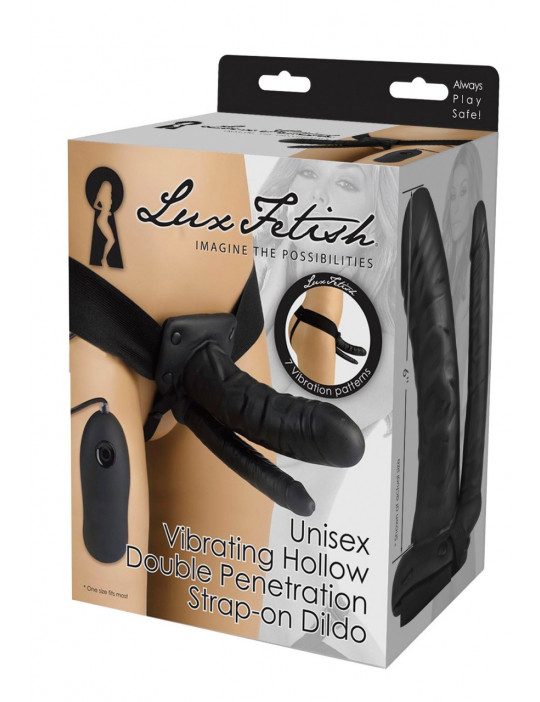 Gode ceinture creux vibrant Double Penetration - Lux Fetish - Unisexe