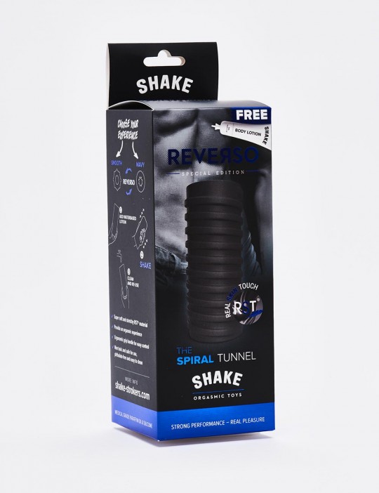 Masturbateur Spiral Tunnel - Shake - 15 cm - noir packaging