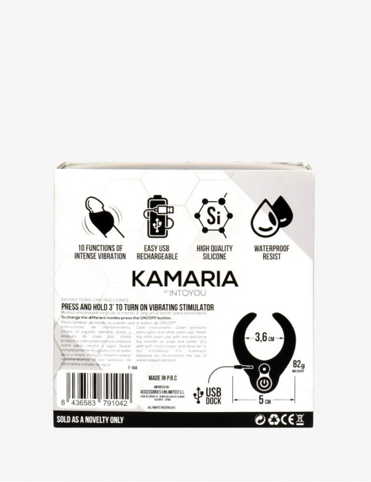 packaging face arrière masturbateur Kamaria Tardenoche noir
