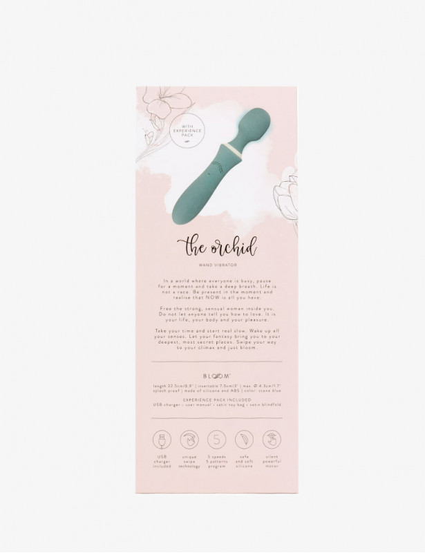Dos de la boite de rangement  du Vibromasseur Wand The Orchid Bloom