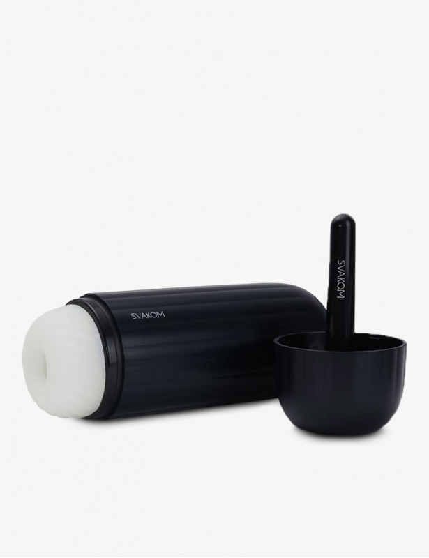 Masturbateur Interactif Sam Neo 2 PRO Svakom Série Connexion - vue de profil avec chargeur