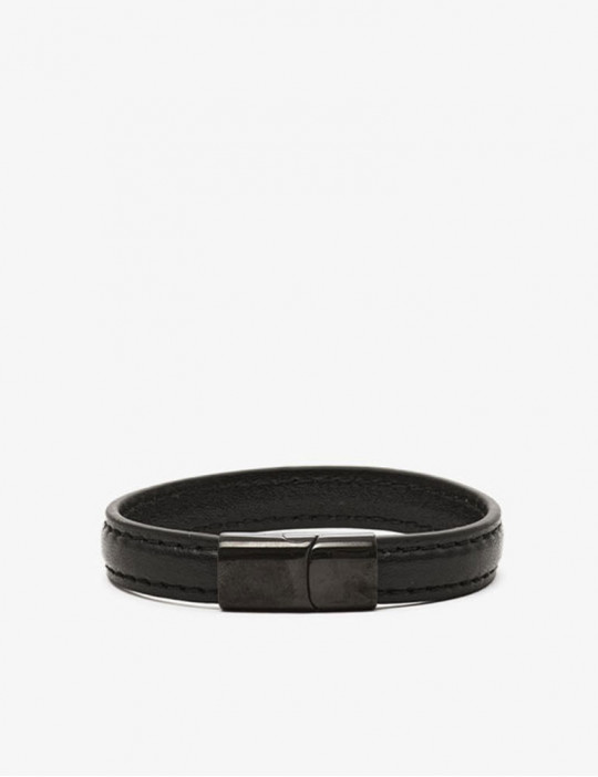 Cockring bracelet en cuir noir