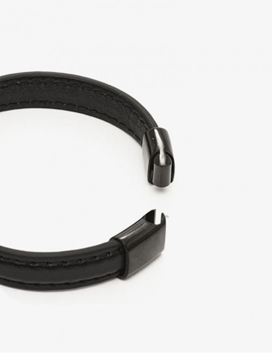 Cockring bracelet en cuir noir