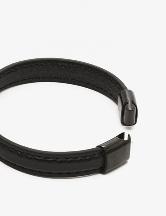 Cockring bracelet en cuir noir