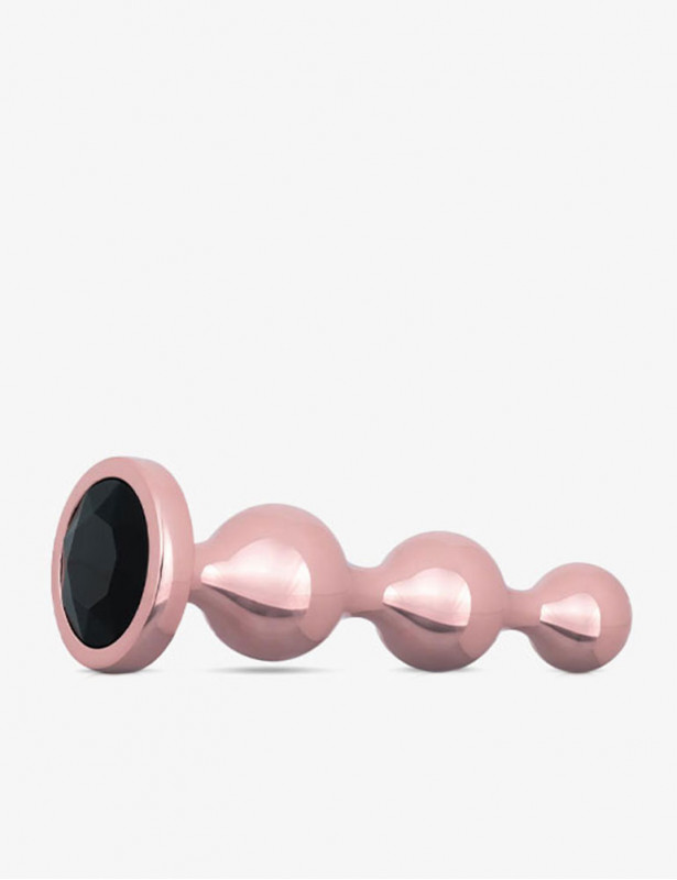 Set 3 plugs anaux métal or rose cristal noir - taille 3