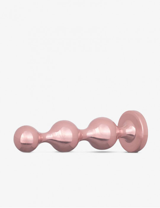 Set 3 plugs anaux métal or rose cristal noir - Grande taille