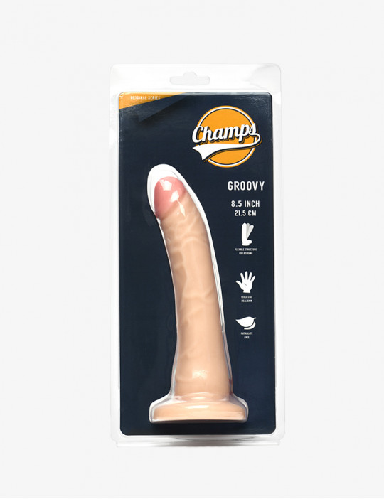 Gode réaliste & ventouse 21,5 cm Groovy - Champs