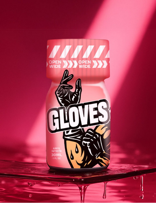 Poppers Poppers Gloves 30 ml - sur fond coloré