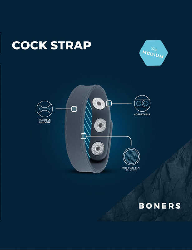 Caractéristiques du cockring sangle réglable taille S/M de Boners