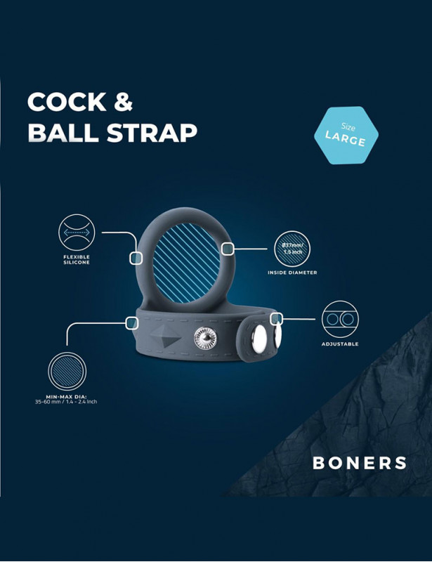 Caractéristiques du cockring réglable avec ballstretcher taille L de Boners
