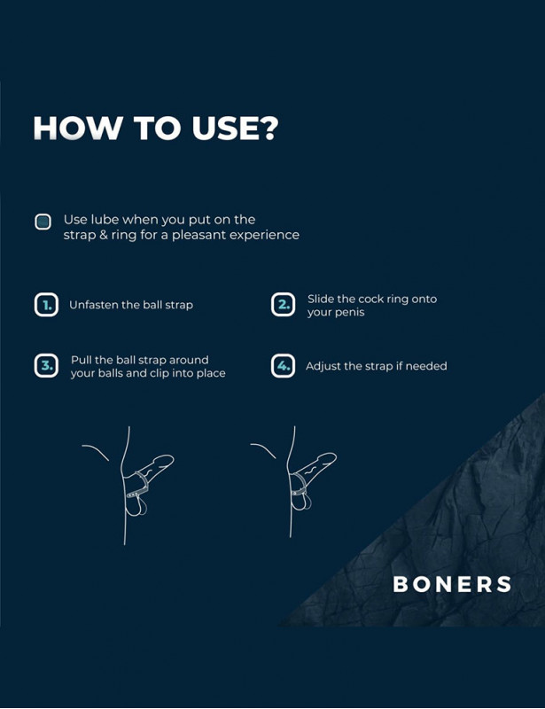 Comment utiliser le cockring réglable avec ball stretcher taille L Boners ?