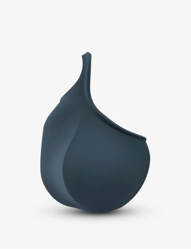 Vue de profile : Stimulateur scrotal vibrant avec cockring bleu - Boners
