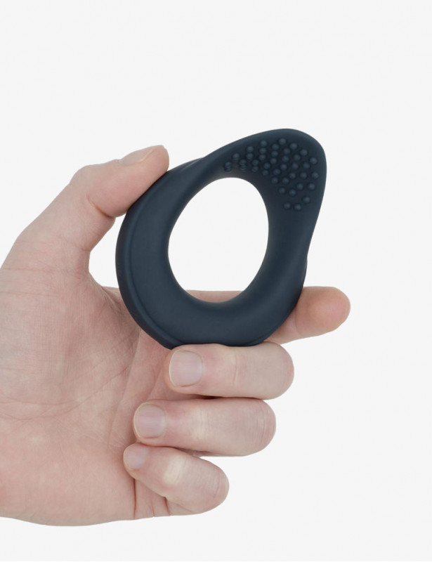 Pise en mains du cockring vibrant double moteur avec stimulateur périnéal bleu - Boners