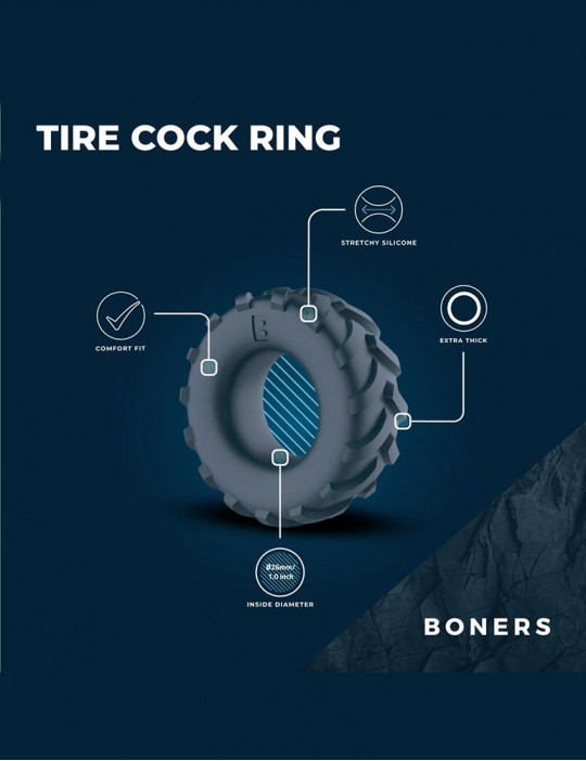 Caractéristiques du cockring design pneu texturé gris en TPE de Boners
