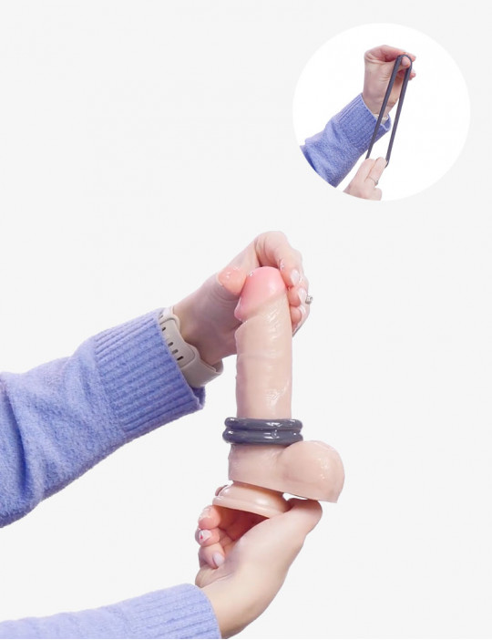 Cockring double anneau gris - Boners avec un gode