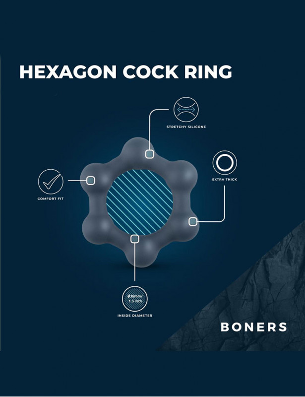 Caractéristiques du cockring hexagonal avec billes en acier Boners taille M/L