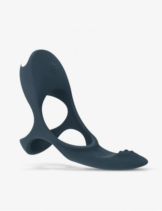 Vue de face - Cockring vibrant triple stimulation - Boners