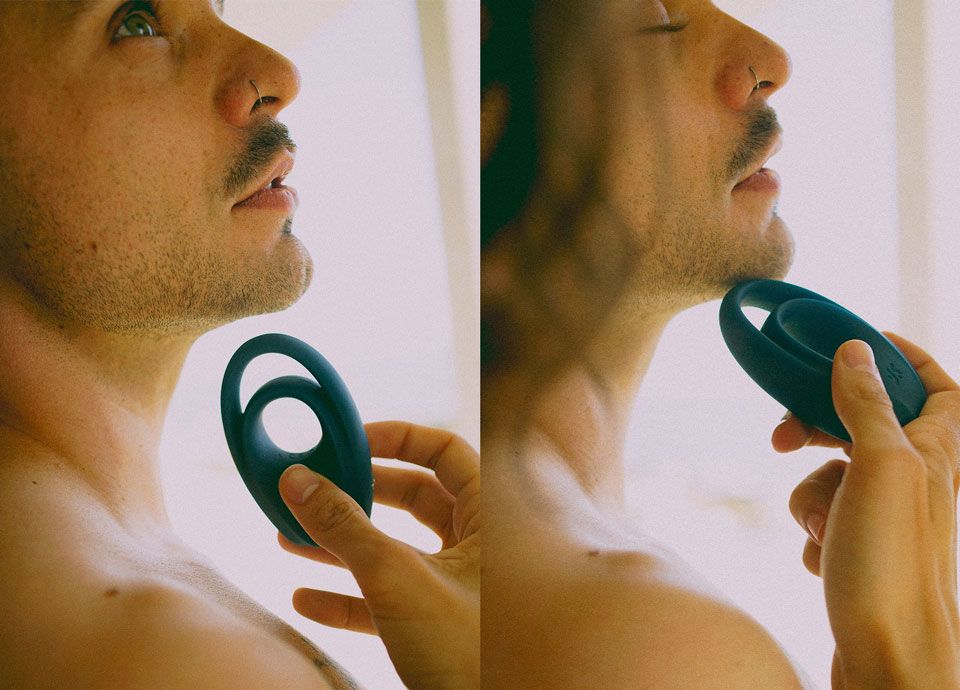 Edging plaisir sexuel - homme avec un cockring
