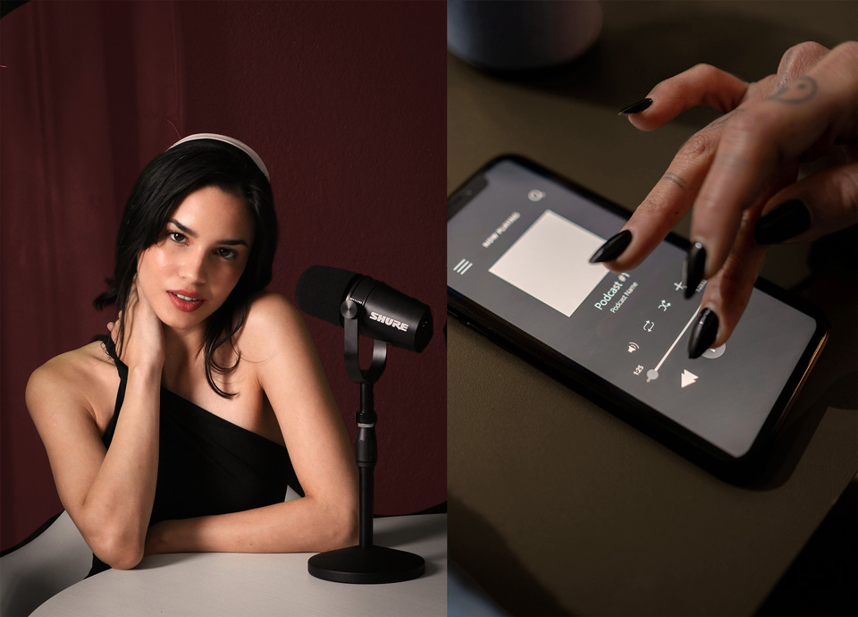 femme qui anime un podcast érotique