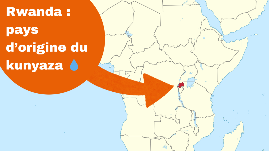 Carte indiquant le lieu d'origine du Kunyaza au Rwanda