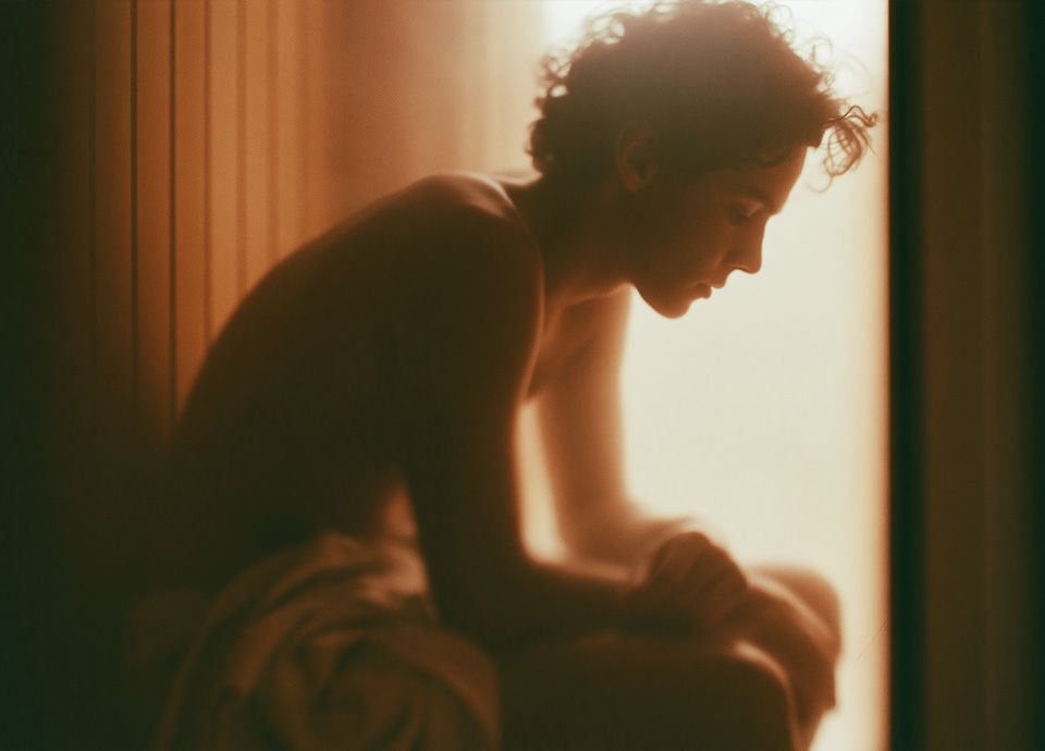 Jeune homme dans un sauna