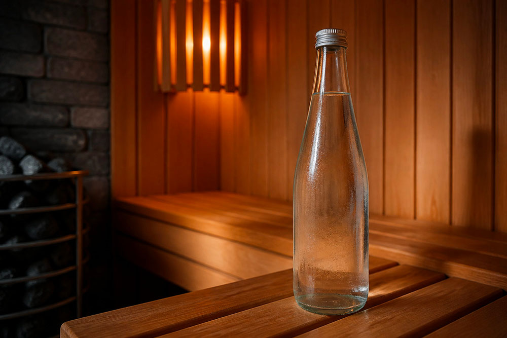 Bouteille d'eau dans un sauna