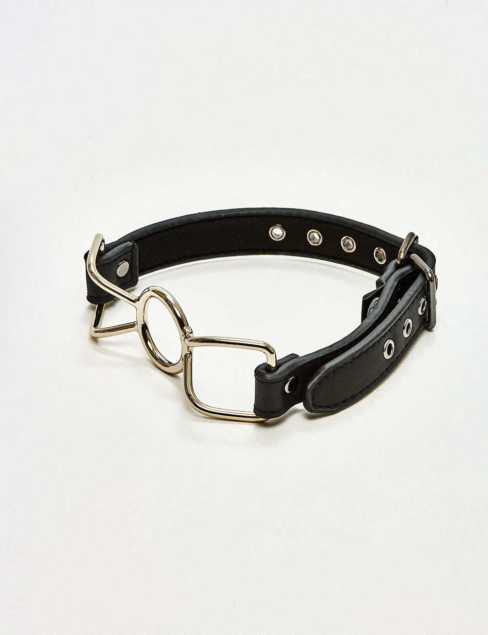 Bâillon à Trou BDSM Cuir et métal - Noir