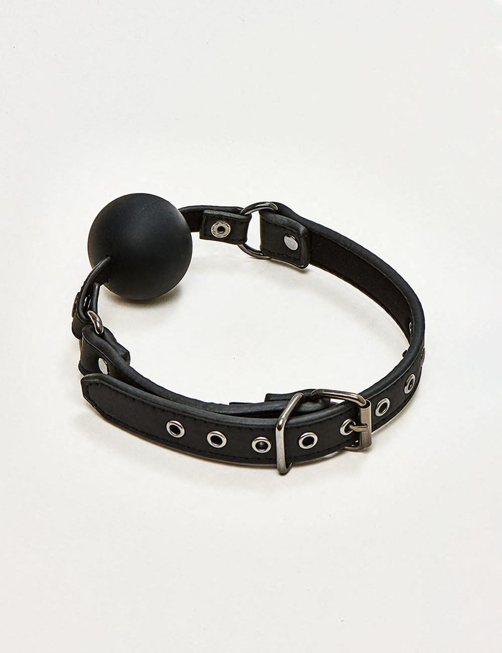 Bâillon Boule BDSM Silicone et métal - Noir