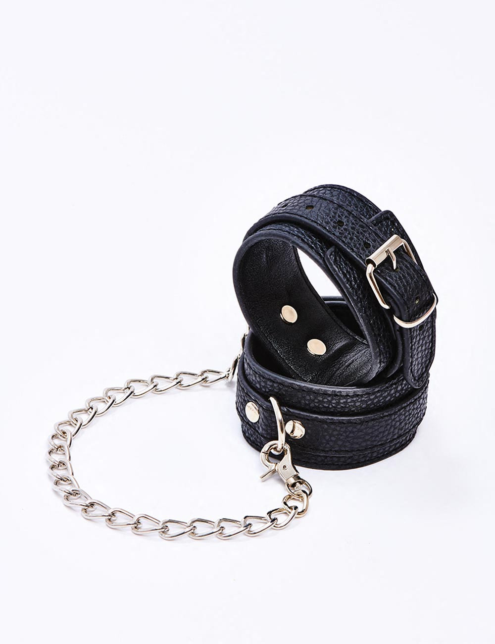 Menottes Chain Me - MOI - Cuir et métal - Noir